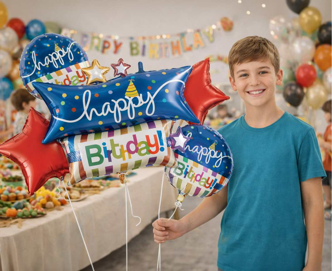 Balony foliowe - Zestaw Happy Birthday 5szt FO-ZHBY GoDan